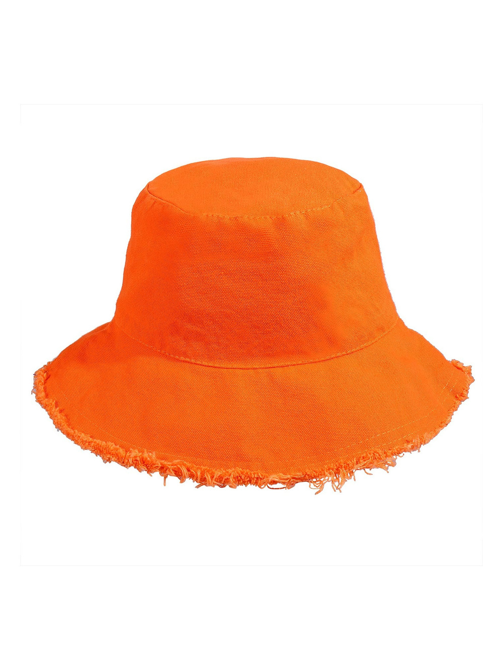 Sun Hats for Women Summer Casual Wide Brim Cotton Bucket Hat | Orange | Size OS